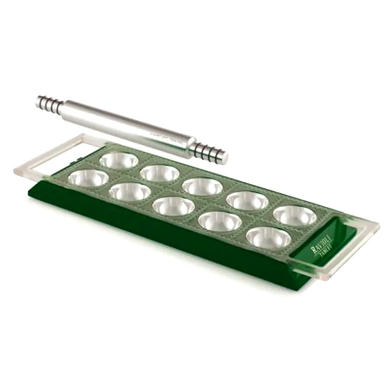 ΜARCATO Marcato Φόρμα Design 10 Θέσεων Πράσινο Για Ζυμαρικά Ravioli 34x12.5x2cm Και Πλάστης