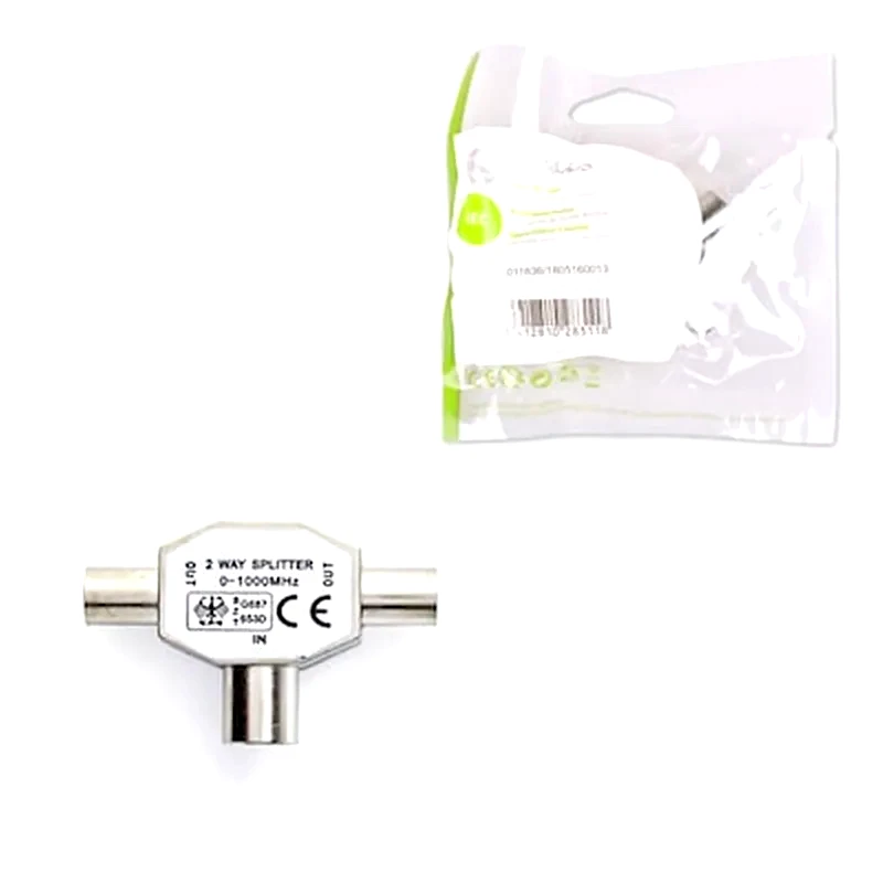 NEDIS Αντάπτορας Nedis Coaxial male σε Coaxial 2x female Ασημί