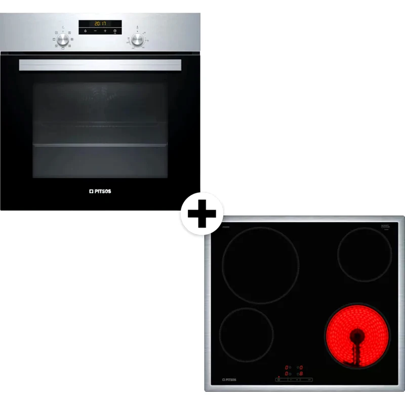 PITSOS PITSOS PH10M40X1 CRE645S06 66 Lt Inox Eντοιχιζόμενο Σετ Φούρνος και Εστία