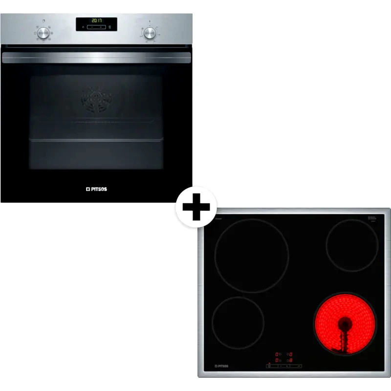 PITSOS PITSOS PH20M41X2 CRE645S06 71 Lt Inox Eντοιχιζόμενο Σετ Φούρνος και Εστία