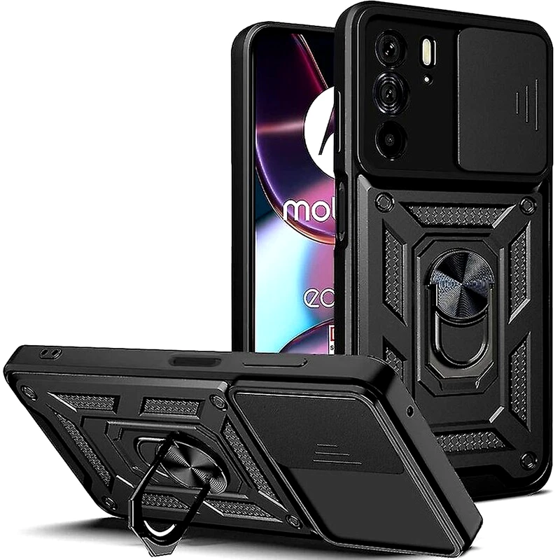 TECHSUIT Θήκη Motorola Edge 30 Pro - Techsuit Camshield με Κάλυμμα για την Κάμερα μεταλλικό Ring Holder - Μαύρο