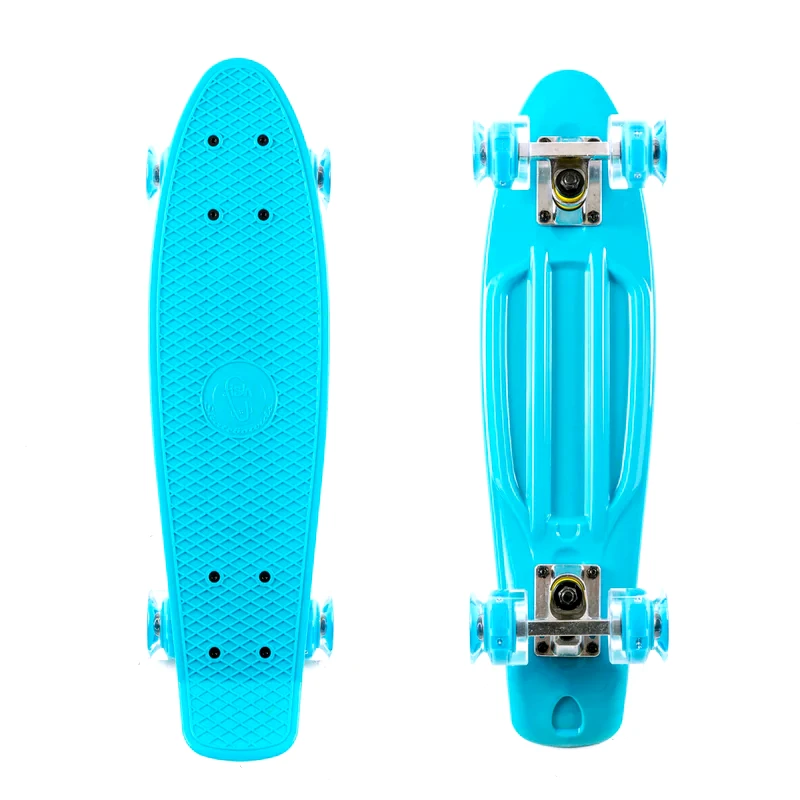 Skateboard Mini Cruiser 22.5 Blue With Led Wheels / Complete Set By Fish
