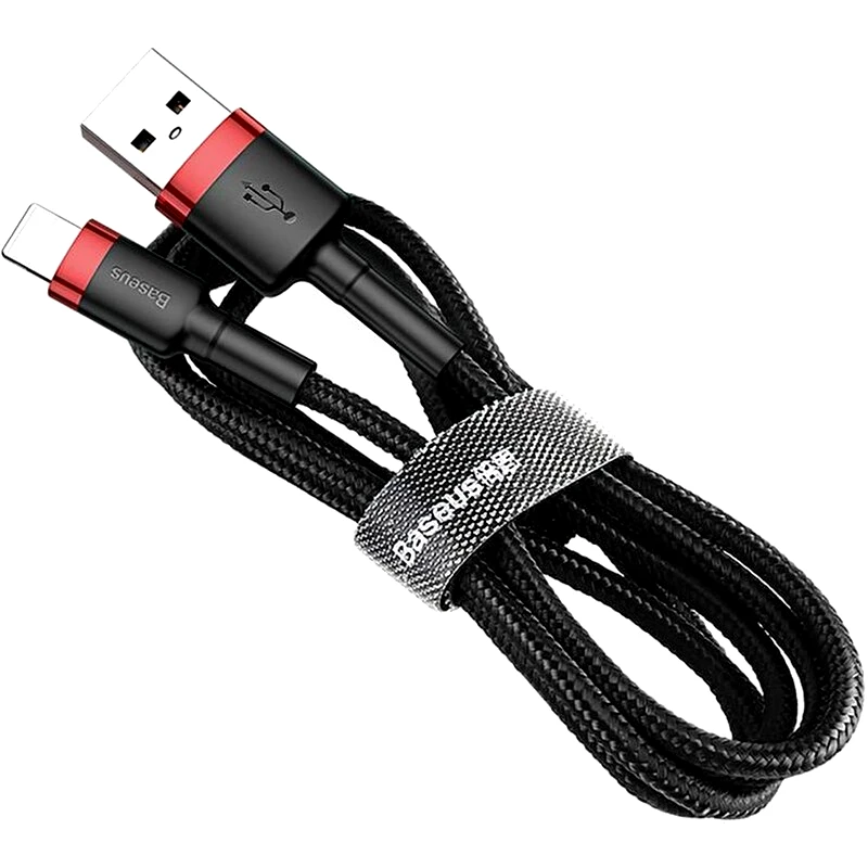BASEUS Baseus Cafule Cable Durable Nylon Braided Wire USB Lightning 2.4Α 1m - Μαύρο/Κόκκινο
