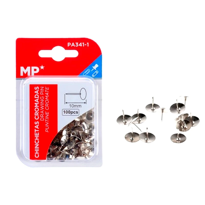MP Mp Μεταλλικές Πινέζες 10mm Pa341-1, 100τμχ, Ασημί