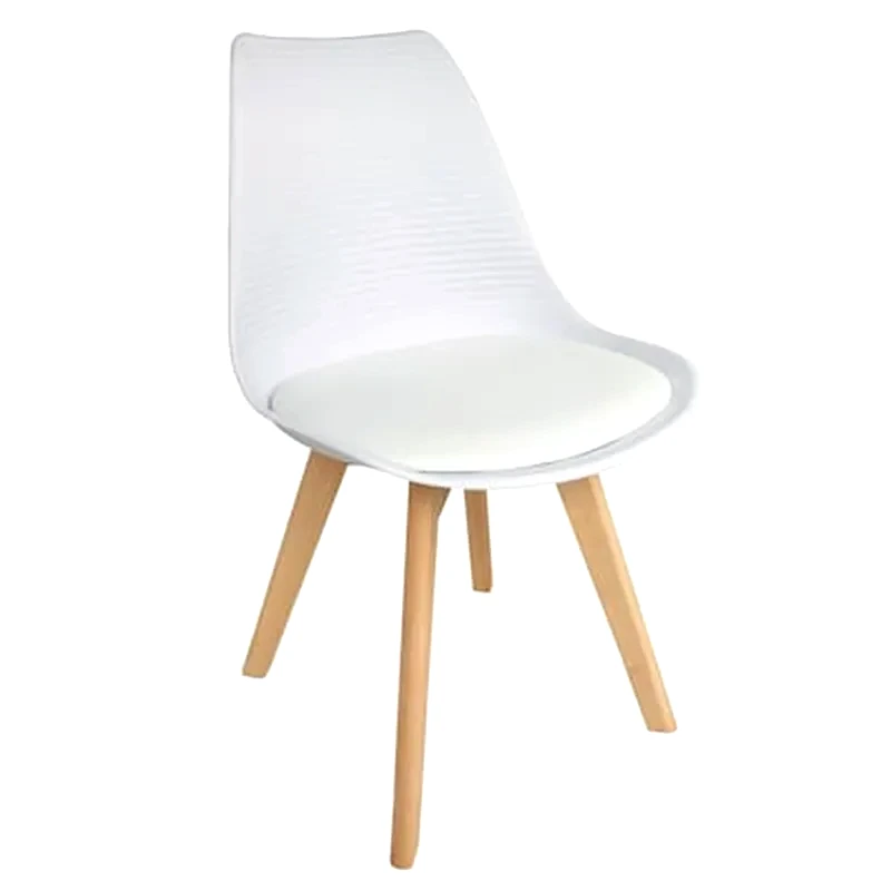 WOODWELL Καρέκλα Woodwell Pp/Δερματίνη Pu Με Ξύλινα Πόδια Σετ 4 Τμχ - Ασπρο