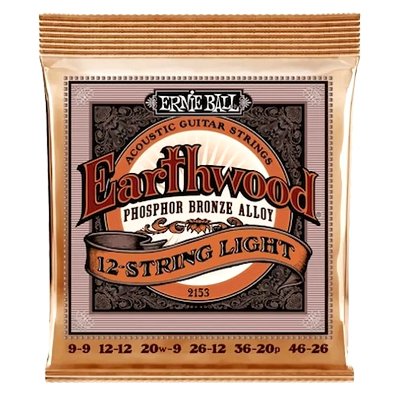 ERNIE BALL Σετ 12 Χορδές Ακουστικής Κιθάρας Ernie Ball 2153 Earthwood Phosphor Bronze 009-046