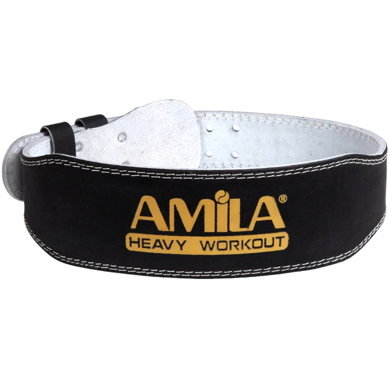Ζώνη Άρσης Βαρών Amila 83338 C Quality Large Δερμάτινη με Μαξιλαράκι - Μαύρο
