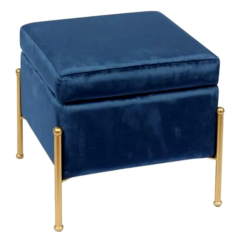 Σκαμπό Σαλονιού Woodwell Ύφασμα Velure - Μπλε φωτογραφία