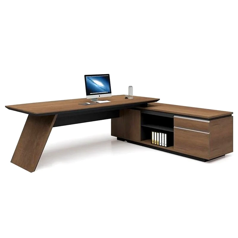 WOODWELL Γραφείο Γωνιακό Woodwell από MDF 200x90 cm - Μαύρο/Καρυδί