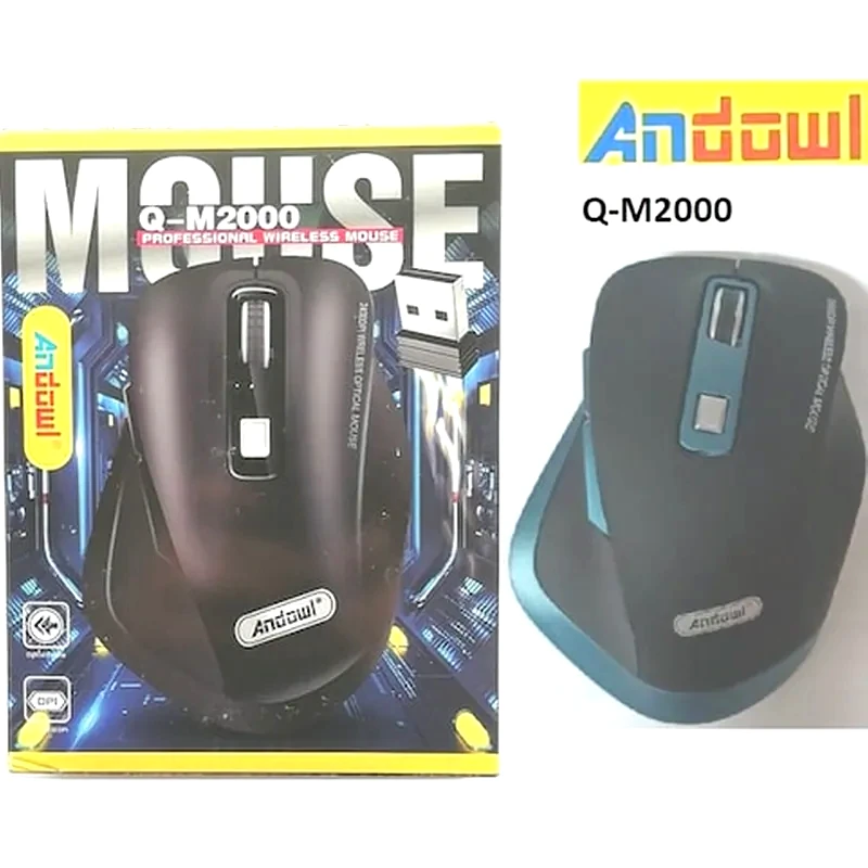 ANDOWL Andowl Q-M2000 Ασύρματο Εργονομικό Ποντίκι Μαύρο