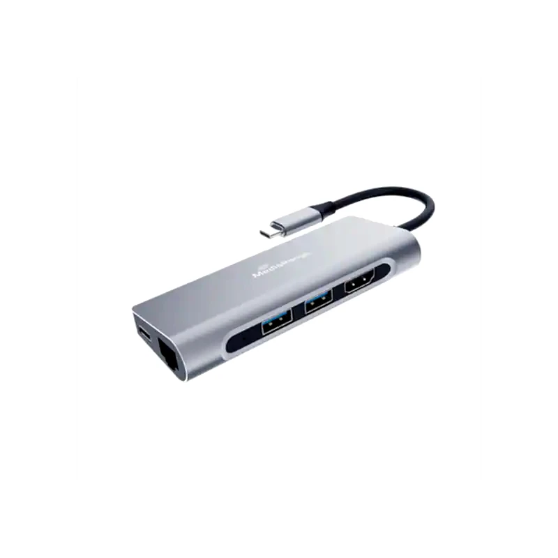 MEDIARANGE Docking Station Mediarange MRCS510 – USB Type-C, 7-in-1 Multiport Adapter – Ασημί