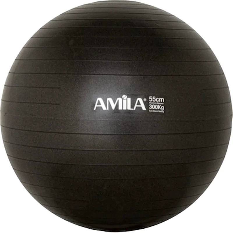 AMILA Μπάλα Γυμναστικής Amila Κατάλληλη για Pilates 1 kg 55 cm από PVC - Μαύρο