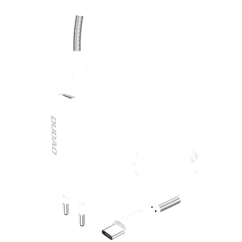 DUDAO Σετ Φόρτισης Dudao 2x Usb 2.4A 12W with cable Usb-C 1m - White
