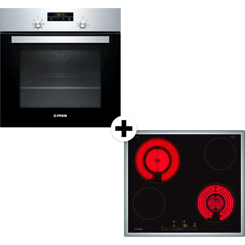 PITSOS PITSOS PH10M40X1 CRD645M06 Inox Eντοιχιζόμενο Σετ Φούρνος και Εστία