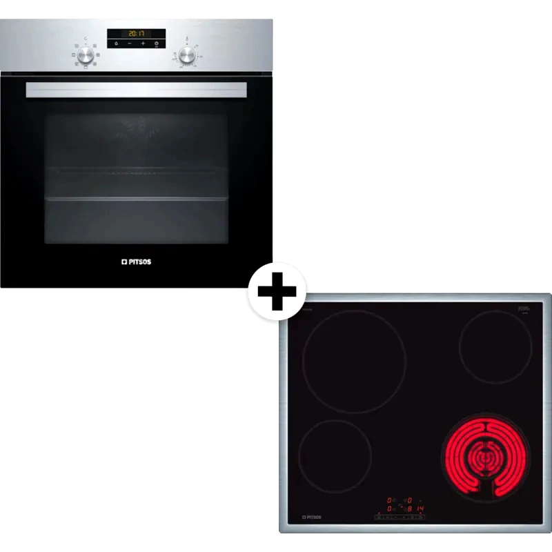 PITSOS PITSOS PH10M40X1 CRS645T06 66 Lt Inox Eντοιχιζόμενο Σετ Φούρνος και Εστία