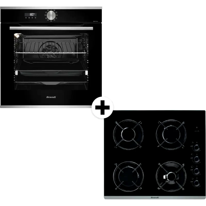 BRANDT BRANDT BOP7537LX BPG6413B 73 Lt Μαύρο Eντοιχιζόμενο Σετ Φούρνος και Εστία