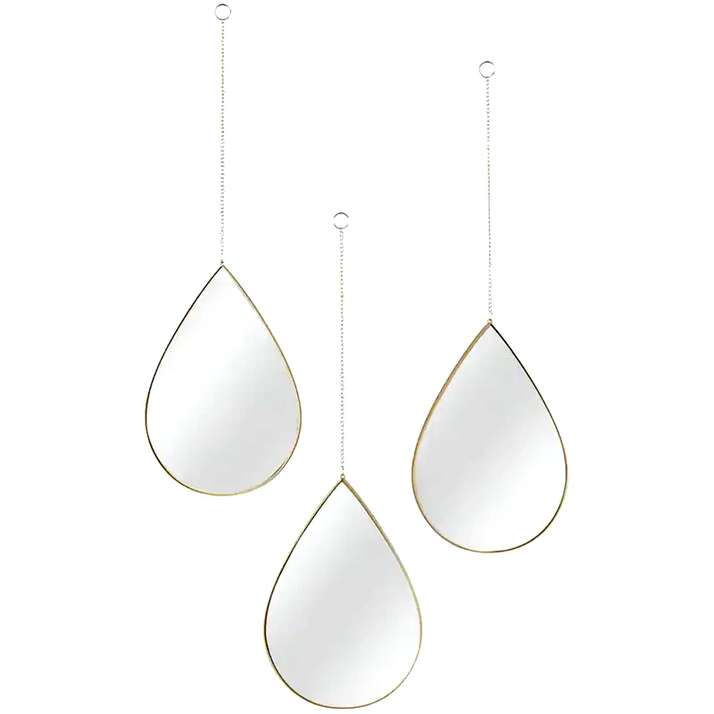 HOME DECO FACTORY Σετ Διακοσμητικόι Καθρέπτες Τοίχου Home Deco Factory Πλαστικοί 3 Τμχ 19x1x27cm - Χρυσό