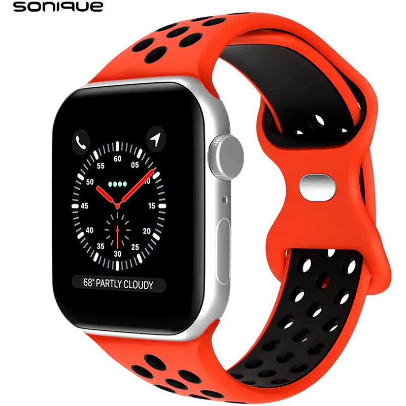 Λουράκι Σιλικόνης για Apple Watch 41mm - Κόκκινο / Μαύρο