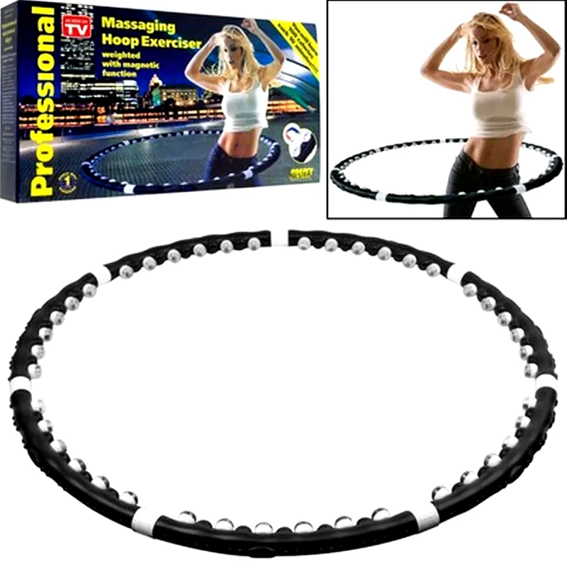 OEM Hula Hoop/ Στεφάνι γυμναστικής 98cm με Mαγνητικές Μπάλες - Μαύρο