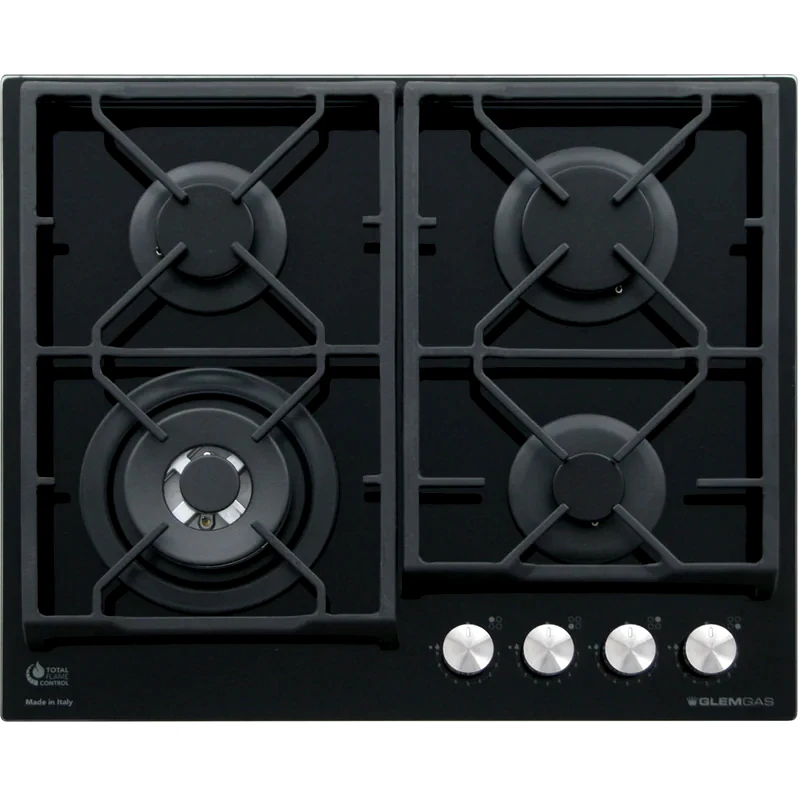 GLEM GAS GLEMGAS GV64TXBK (GN) 60 cm Μαύρο Εστία Φυσικού Αερίου Αυτόνομη