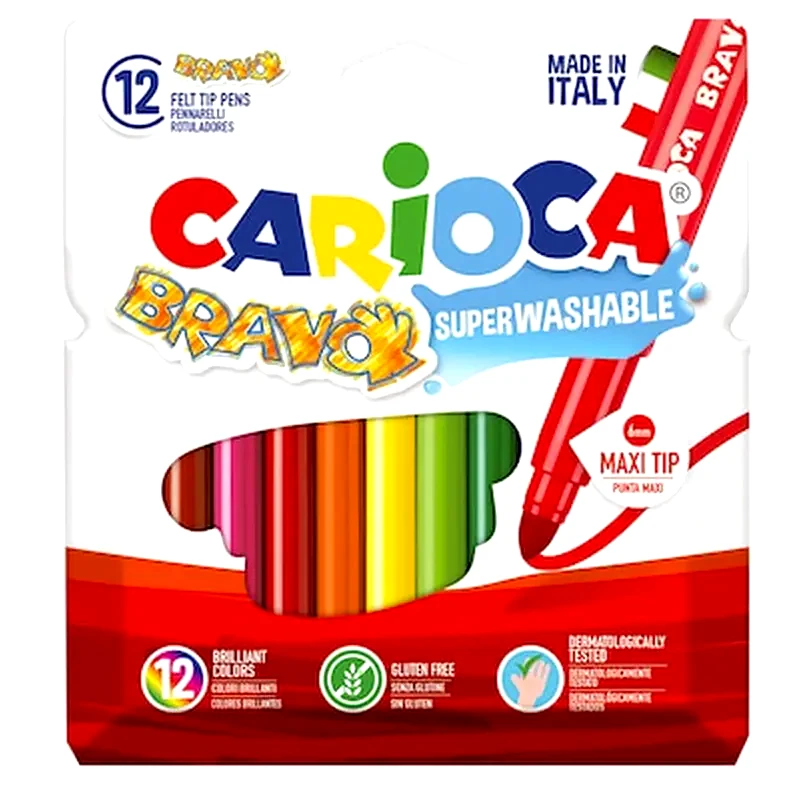 CARIOCA Carioca Bravo Μαρκαδόροι Washable 12 Χρώματα