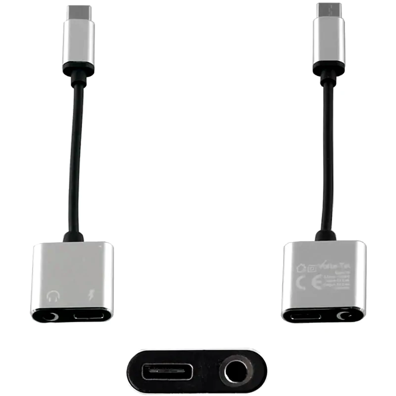 VOLTE-TEL Αντάπτορας Volte-Tel USB-C male σε 3.5mm / USB-C female Ασημί