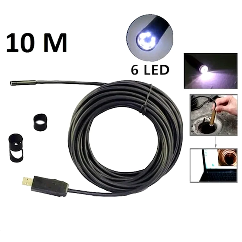 OEM Usb Ενδοσκοπική Αδιάβροχη Κάμερα 10m Με Φωτισμό 6x Led