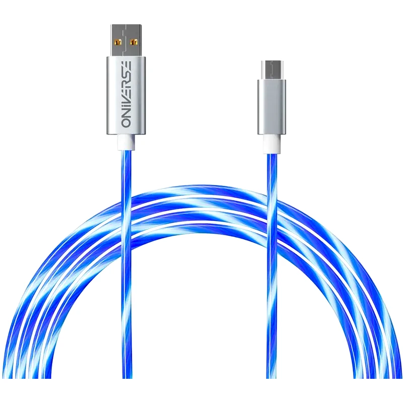Καλώδιο Δεδομένων Φόρτισης Oniverse με LED USB-A to Micro USB 2m - White