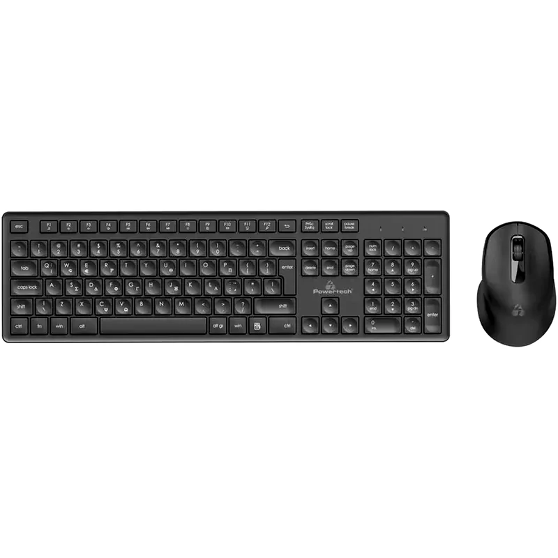 POWERTECH Powertech PT-1151 Ασύρματο Οπτικό Σετ Πληκτρολόγιο Ποντίκι Μαύρο