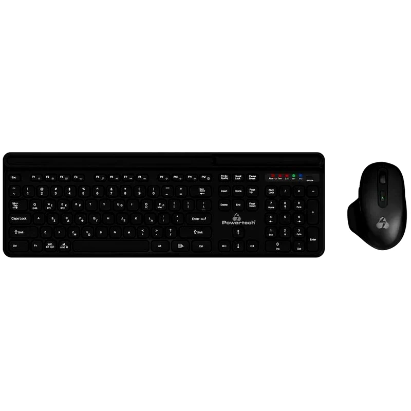 POWERTECH Powertech PT-1154 Ασύρματο Oπτικό 2.4GHz Bluetooth Σετ Πληκτρολόγιο Ποντίκι Μαύρο