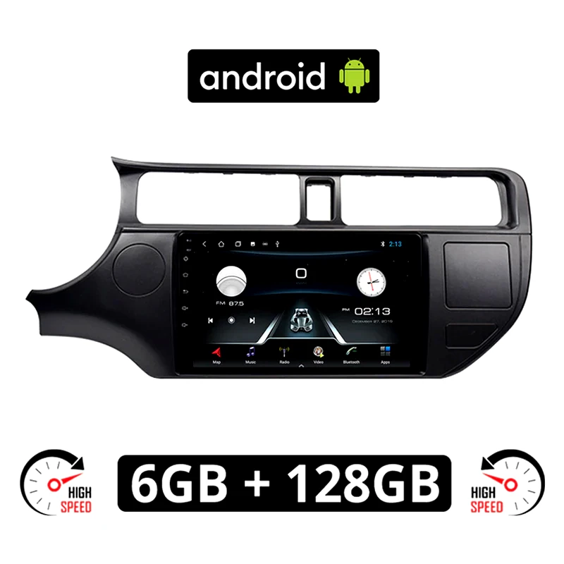 OEM Ηχοσύστημα ΟΕΜ με Οθόνη Αφής 9 Android, GPS, Wi-Fi, Bluetooth - 6GB/128GB για KIA RIO (2012 - 2015) - Μαύρο