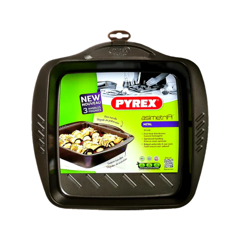 PYREX Ορθογώνιο Ταψί PYREX ASIMETRIA από Αλουμίνιο με Αντικολλητική Επίστρωση 24 cm Μαύρο