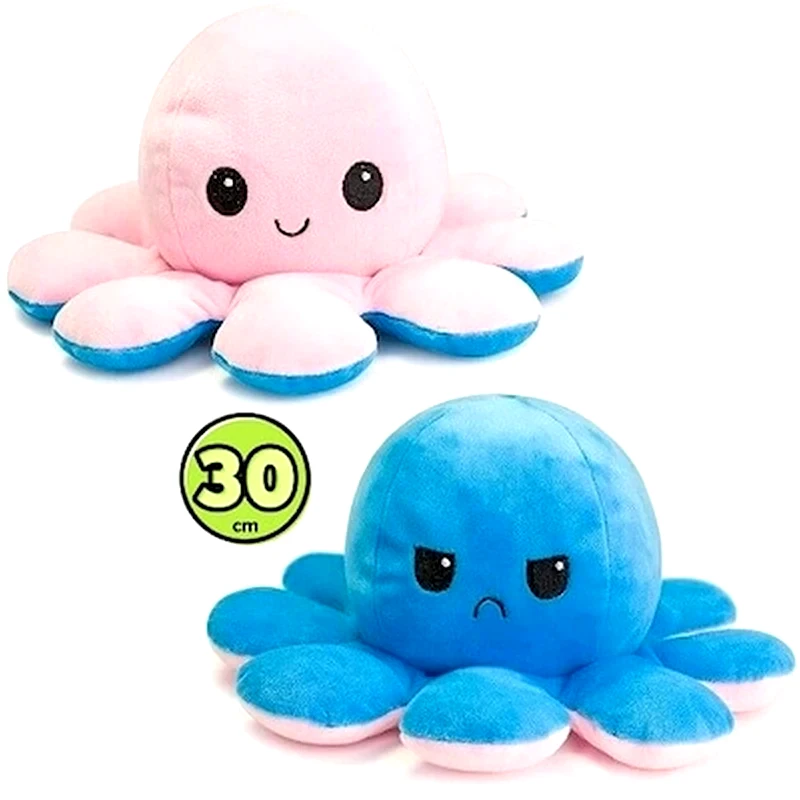 OEM Λούτρινο Χταπόδι Που Αλλάζει Διάθεση - Reversible Octopus 12εκ Ροζ-γαλάζιο