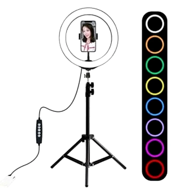 Ring Light Puluz 1,1m Tripod Mount + 10 Inch 26cm Rgbw Led Ring - Puluz - Selfie Ring Light