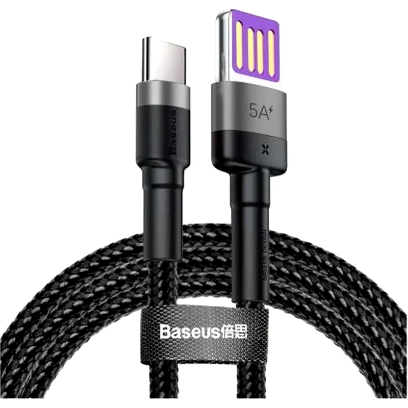 BASEUS Καλώδιο φόρτισης Baseus Cafule Braided USB 2.0 USB-C Male - USB-A Male 1m - Μαύρο