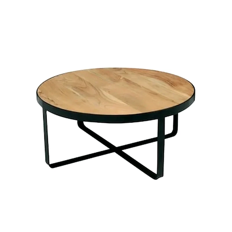 Τραπεζάκι Σαλονιού Woodwell Oven από Φυσικό Ξύλο Ακακία 80x35cm - Καφέ/Μαύρο φωτογραφία