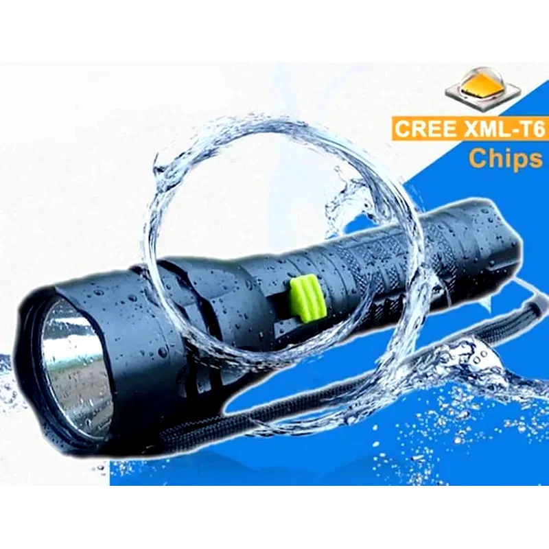 OEM Αδιάβροχος Υποβρύχιος Καταδυτικός Φακός Με Επαναφορτιζόμενη Μπαταρία