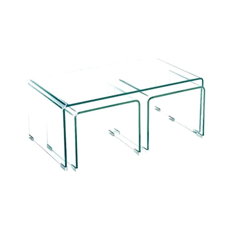 WOODWELL Σετ Τραπεζάκι Σαλονιού Woodwell C10273 3τμχ από Γυαλί 12mm 90x50x38cm - Διάφανα