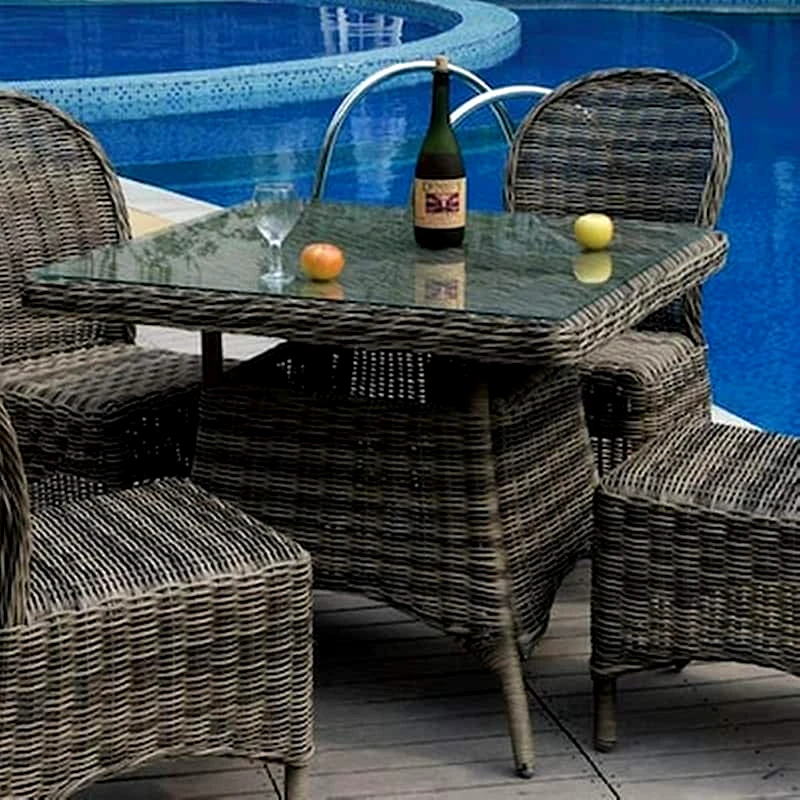 WOODWELL Τραπέζι Woodwell Αλουμινίου Wicker C9653 90x90 cm