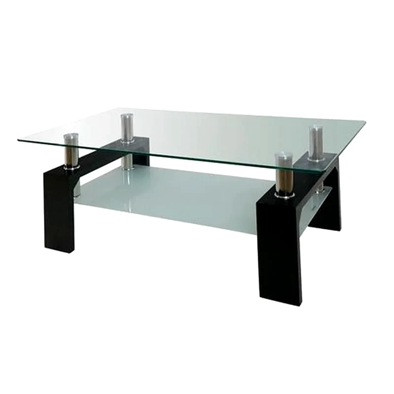 Τραπεζάκι Σαλονιού Woodwell από Γυαλί 110x60x45cm - Διάφανο/Μαύρο φωτογραφία