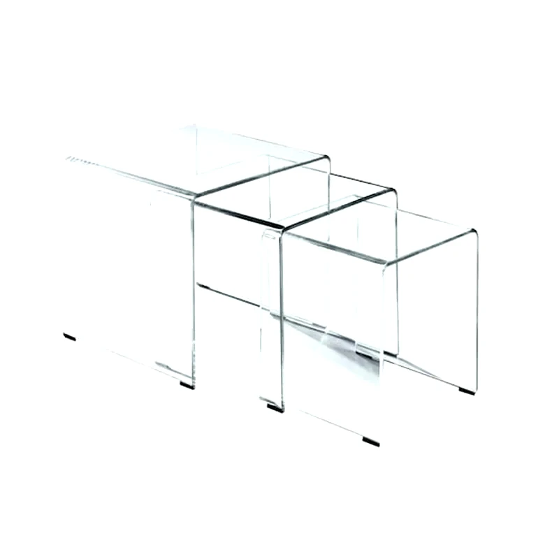 WOODWELL Σετ Τραπεζάκια Σαλονιού Woodwell 3τμχ από Γυαλί 42x42x42cm - Διάφανα
