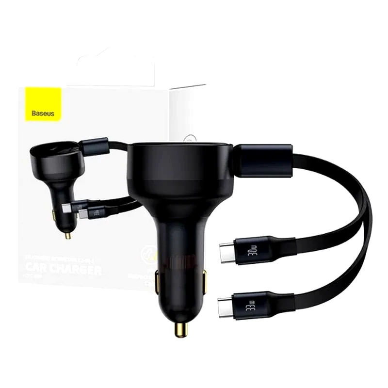 BASEUS Φορτιστής Αυτοκινήτου Baseus Enjoyment Με Διπλό Καλώδιο USB-C 33W - Μαύρο
