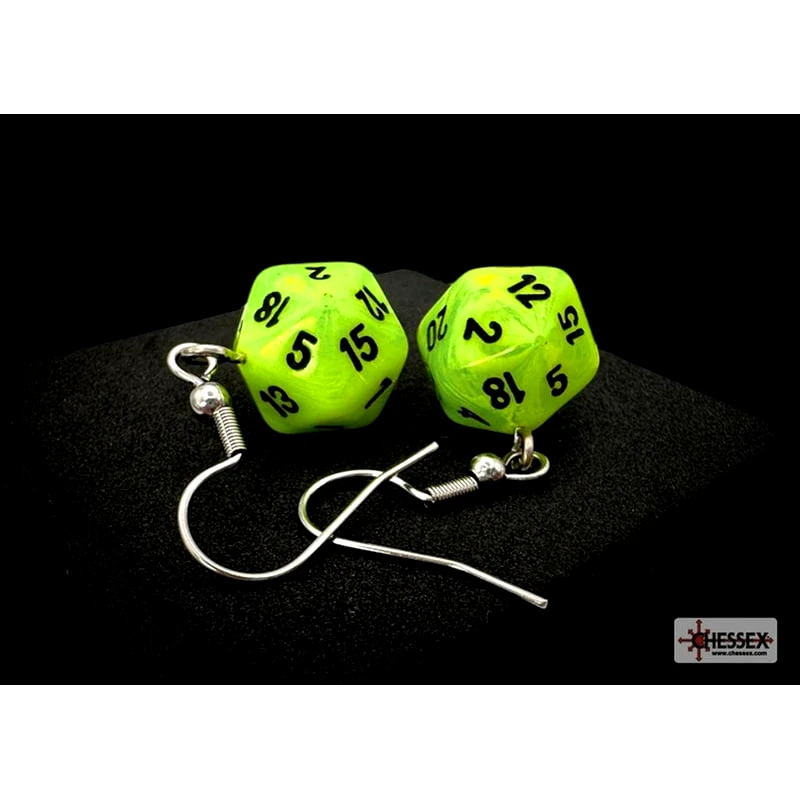 CHESSEX Κρεμαστά Σκουλαρίκια Chessex Vortex Bright Green Mini-poly D20 - Μωβ