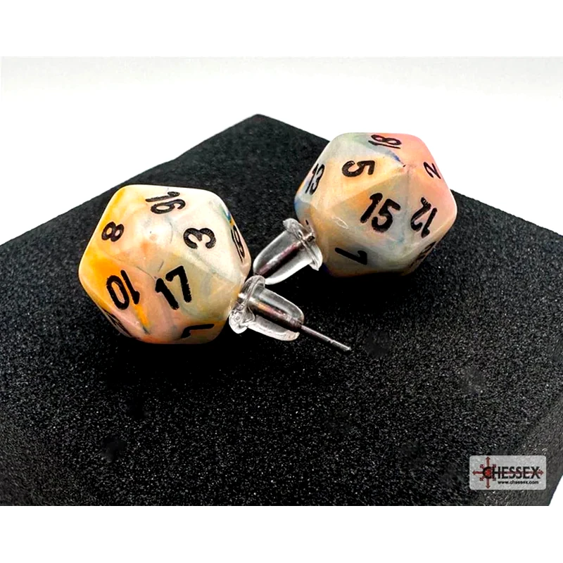 CHESSEX Καρφωτά Σκουλαρίκια Chessex Festive Circus Mini-poly D20 - Πολύχρωμα