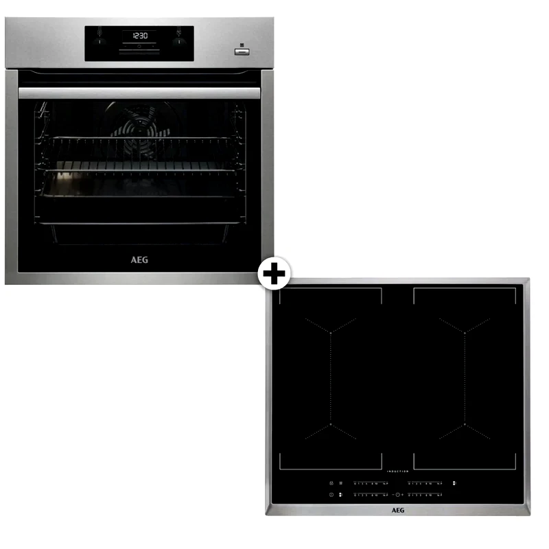 AEG AEG IKE64450XB BES351111M 72 Lt Inox Eντοιχιζόμενο Σετ Φούρνος και Εστία