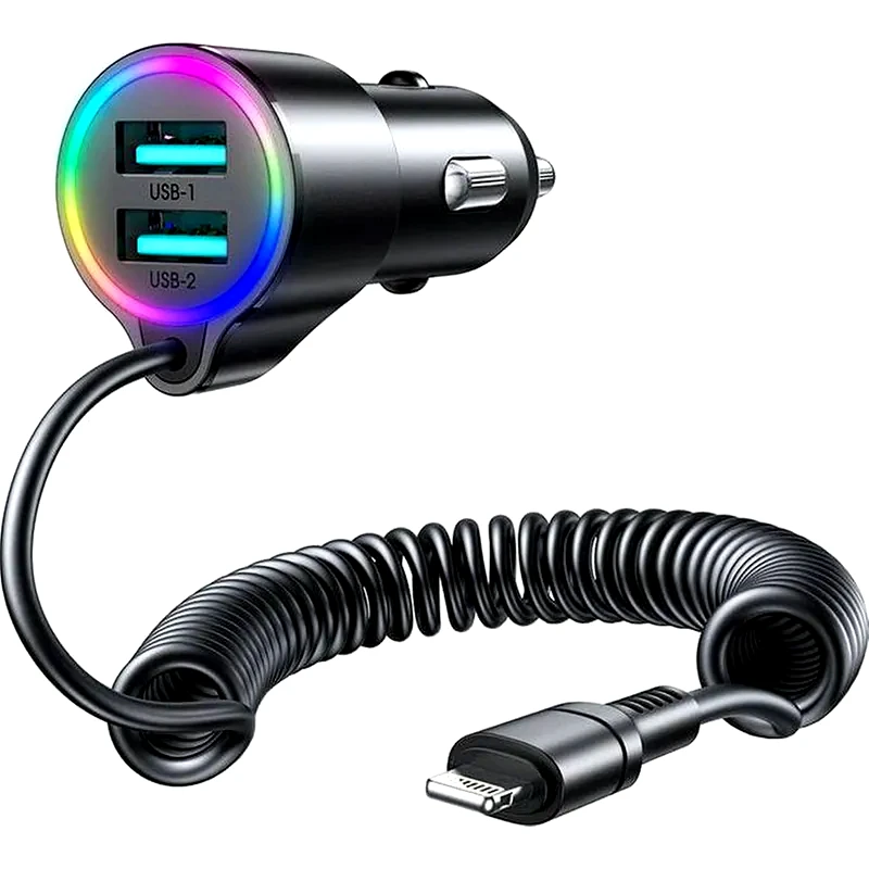 JOYROOM Φορτιστής Αυτοκινήτου Joyroom Jr-cl25 2x USB + Lightning Cable