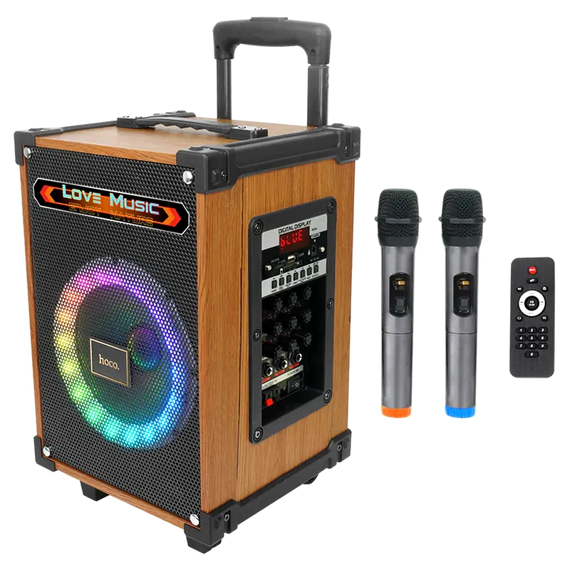 HOCO Party Speaker Hoco ΗA2 με 2 Ασύρματα Μικρόφωνα - Καφέ