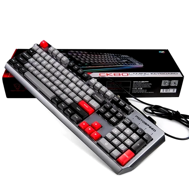 MOTOSPEED Motospeed Ck80 Μηχανικό Gaming Ενσύρματο Πληκτρολόγιο RGB Γκρι (US)
