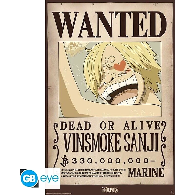GBEYE Αφίσα One Piece Vinsmoke Sanji Wanted Κάθετη 61x92 cm