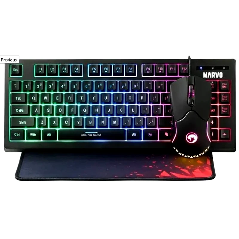 MARVO Marvo Cm310 Σετ Gaming Ενσύρματο Πληκτρολόγιο με RGB φωτισμό Ποντίκι Μαύρο (US)